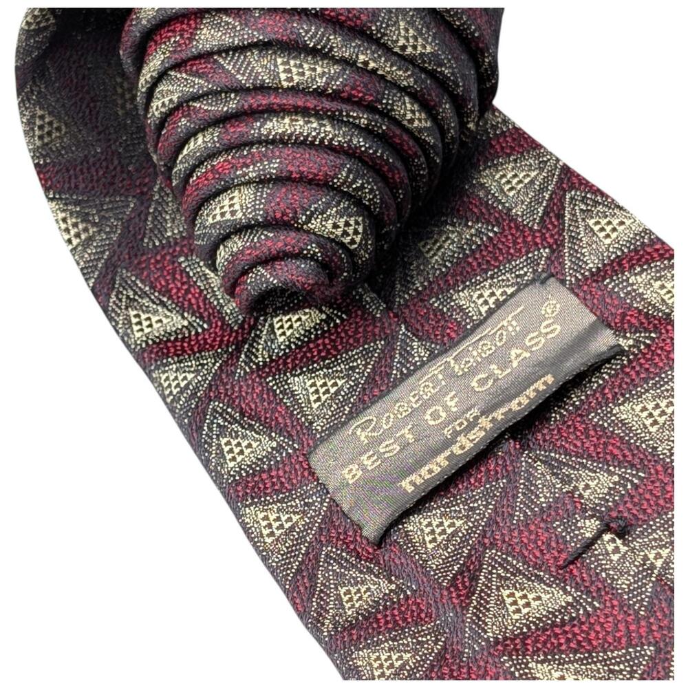 Robert Talbott Best of Class Tie Mens 57" Classic Silk Red Geometric Triangle - Picture 5 of 9